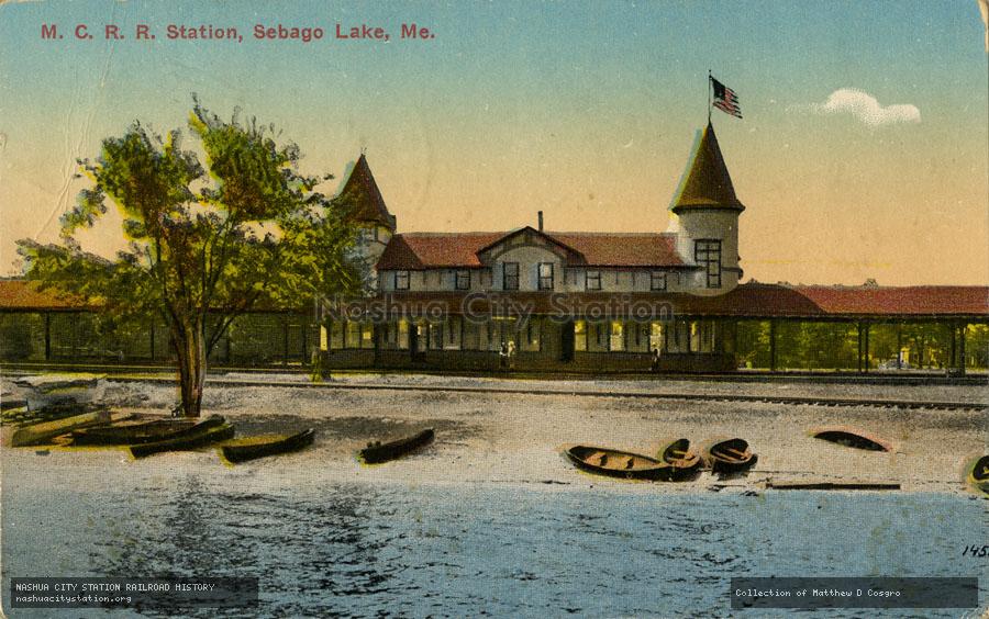 Postcard: Maine Central Railroad Station, Sebago Lake, Maine